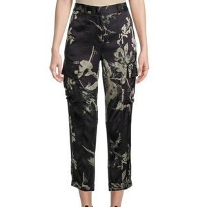 Green Cargo Printed Satin Pants